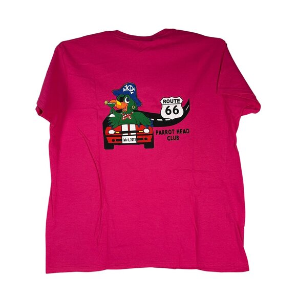 Gildan Ultra Cotton Pink T Shirt XL Route 66 Parrot Head Club Graphic Ladies Fit - Picture 3 of 6